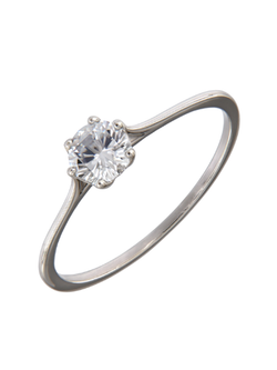 Anillo Solitario Plata Mujer PANI2277 Liso Circonita Redonda