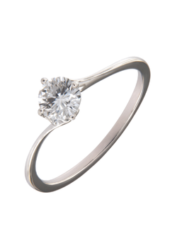 Anillo Solitario Plata Mujer PANI2278 Liso Circonita Redonda