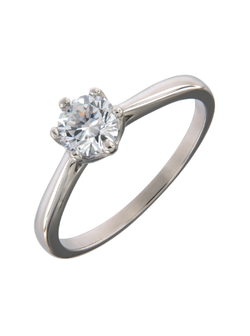 Anillo Solitario Plata Mujer PANI2281 Liso Circonita Redonda