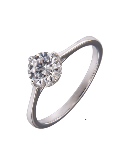 Anillo Solitario Plata Mujer PANI2282 Liso Circonita Redonda