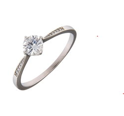 Anillo Solitario Plata Mujer PANI2284 Liso Circonita Redonda