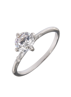 Anillo Solitario Plata Mujer PANI2288 Liso Circonita Redonda