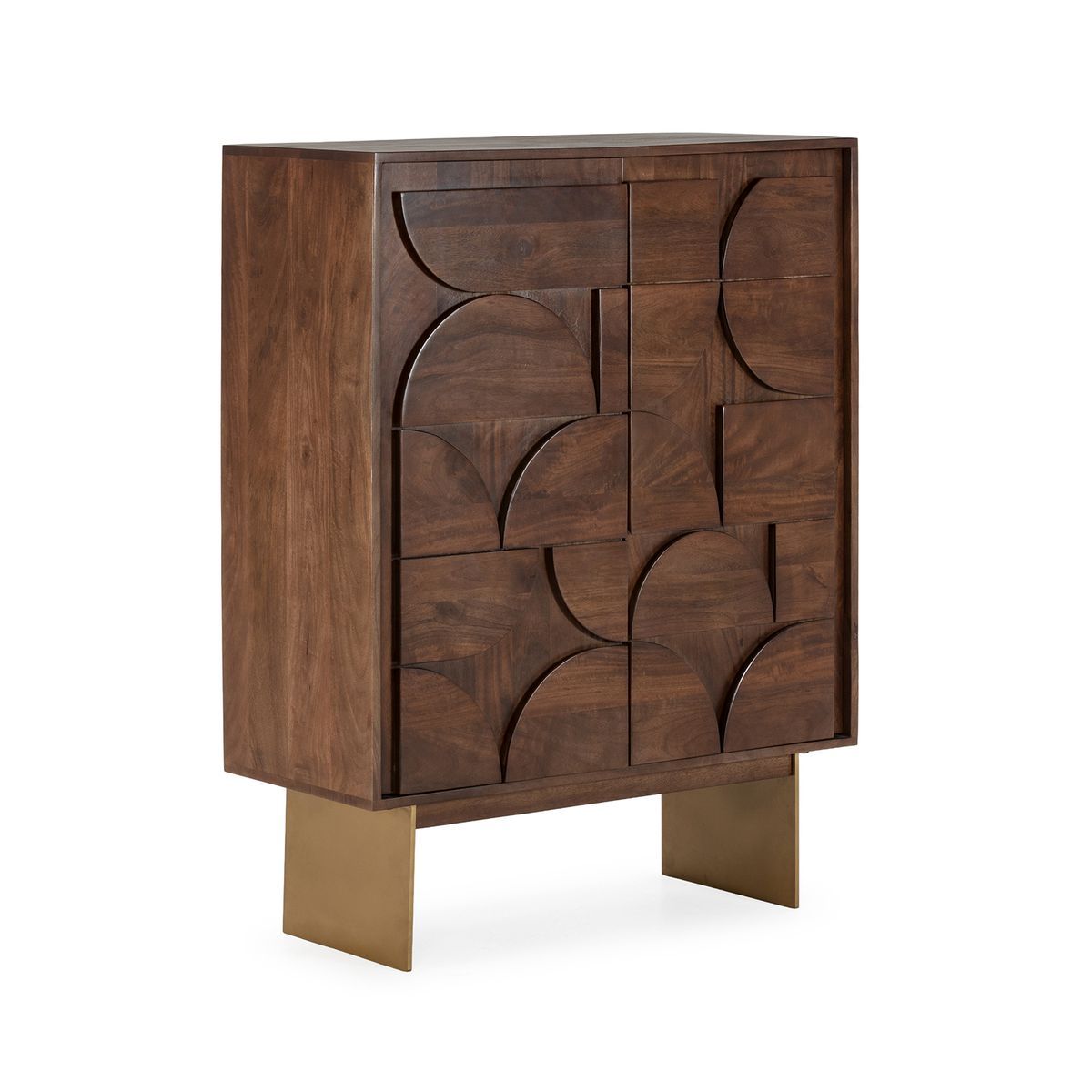 Aparador alto de madera de mango en marrón, 90 x 40 x 120 cm | Trisha