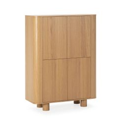 Aparador alto de madera en color roble, 100 x 40 x 133 cm | Padoc