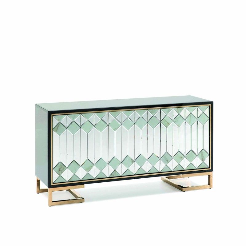 Aparador de cristal negro, 150x45x80 cm