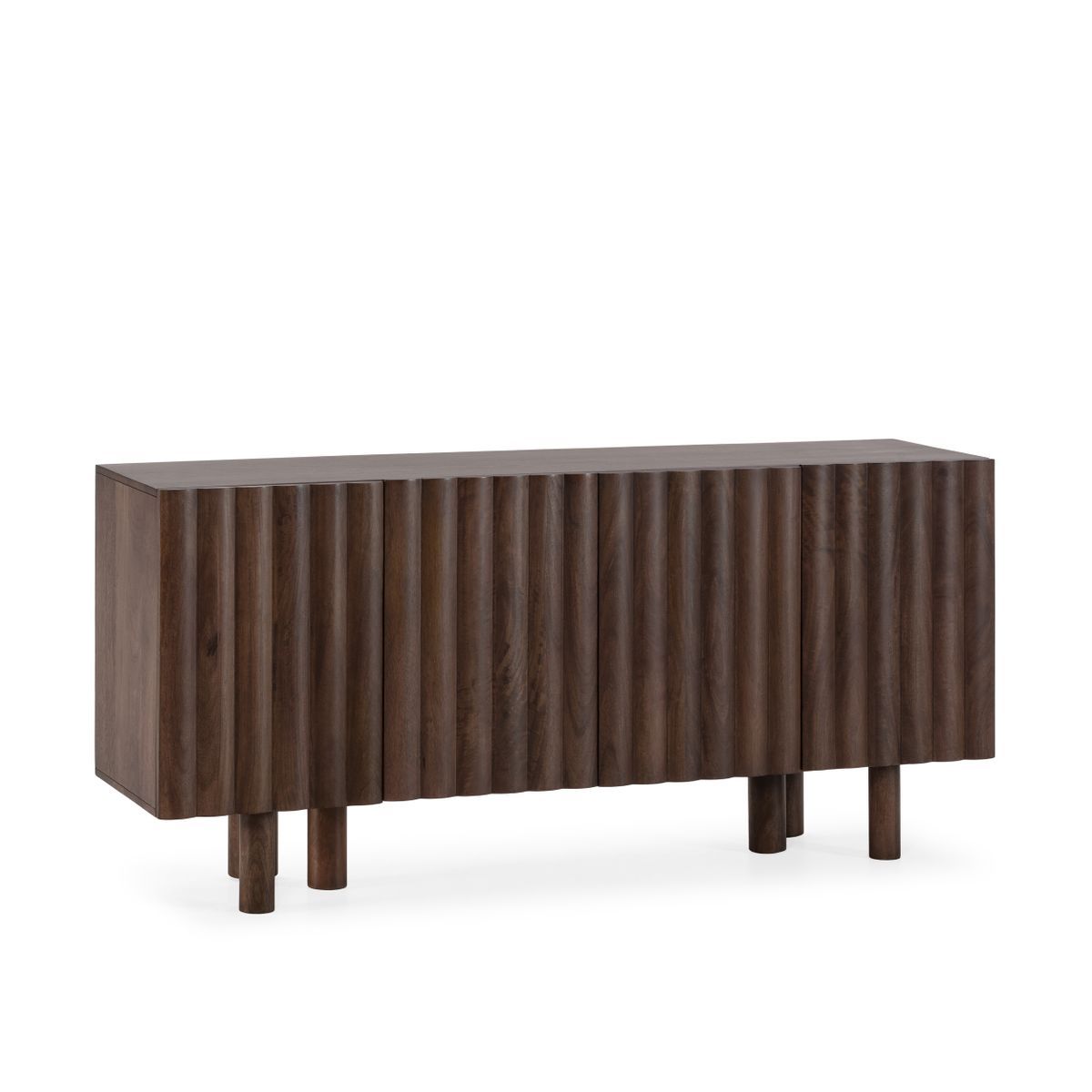 Aparador de madera de mango en color nogal, 160 x 40 x 80 cm | Tamira