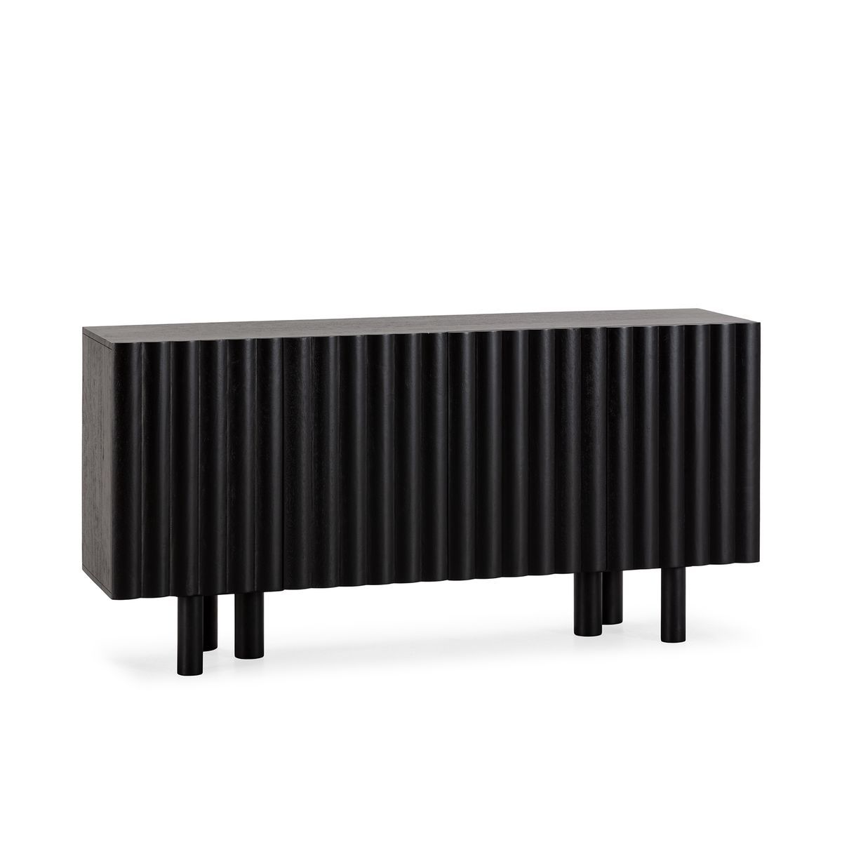 Aparador de madera de mango en negro, 160 x 40 x 80 cm | Tamira