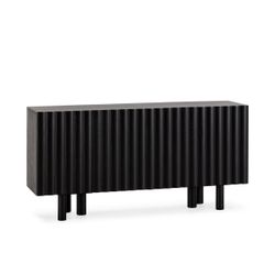 Aparador de madera de mango en negro, 160 x 40 x 80 cm | Tamira