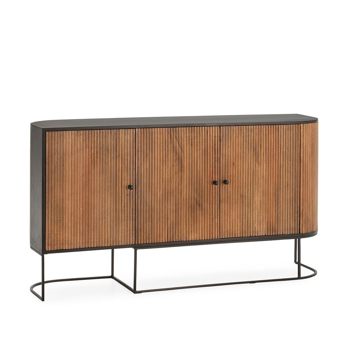 Aparador de madera de mango y metal  en color roble y negro, 165 x 40 x 90 cm | Curve