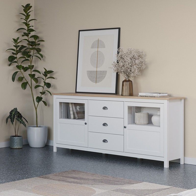 Aparador de madera  en blanco, 180 x 40 x 80 cm | Misti