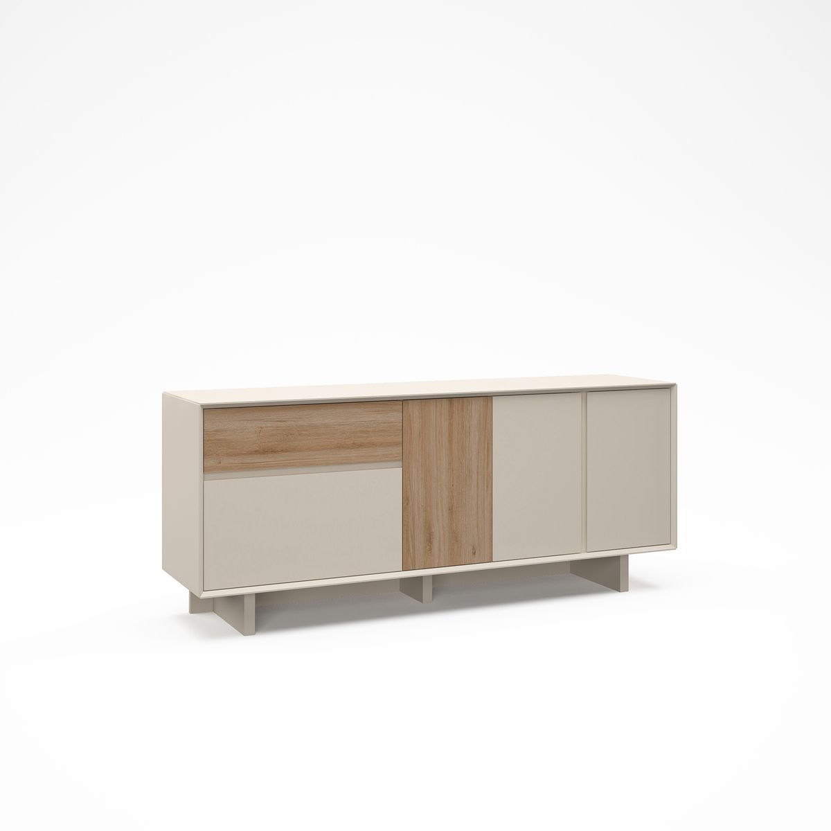 Aparador de madera en color roble y visón, 180 x 45 x 76,5 cm | Carpi