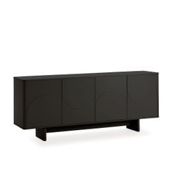 Aparador de madera en negro, 180 x 40 x 75 cm | Solei