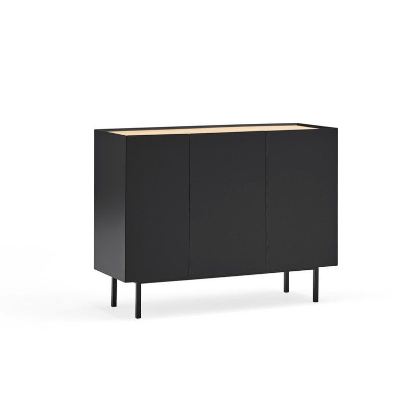 Aparador de madera en negro y color roble, 110 x 40 x 85 cm | Arista