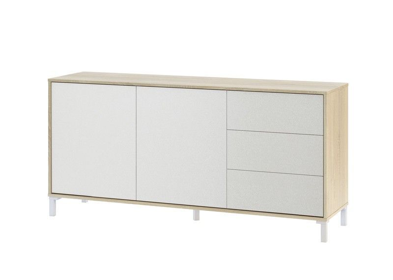 Aparador de madera natural/blanco, 154x41x74 cm | BROOKLYN