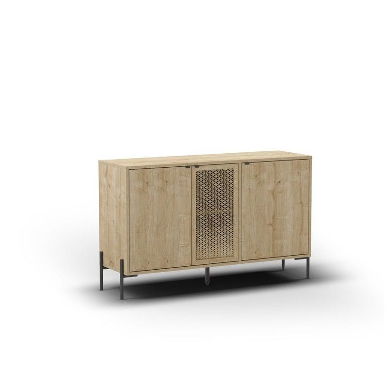Aparador de madera y metal en color roble, 125,6 x 40 x 80,5 cm | Inca