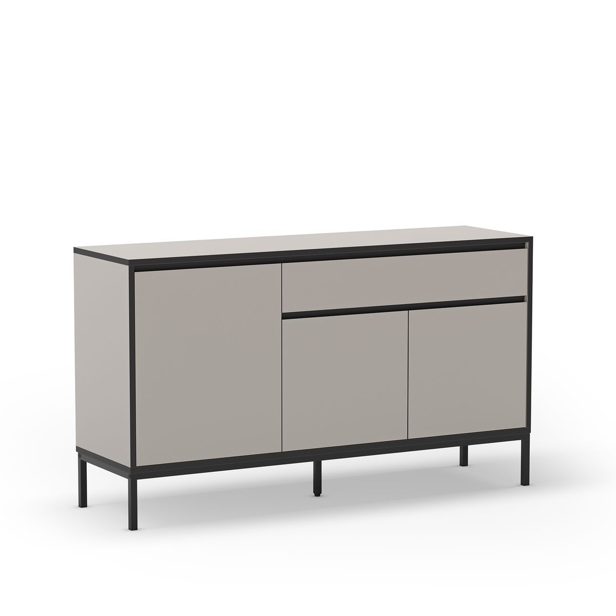 Aparador de madera y metal en gris y negro, 140 x 40 x 80 cm | Lorenza