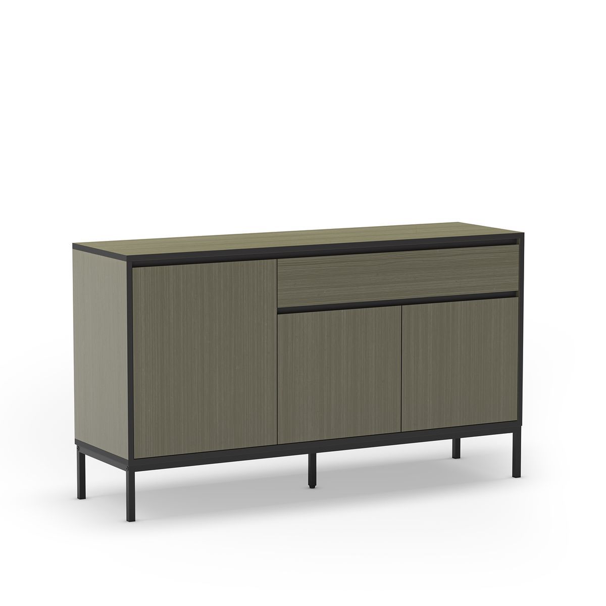 Aparador de madera y metal en verde y negro, 140 x 40 x 80 cm | Lorenza