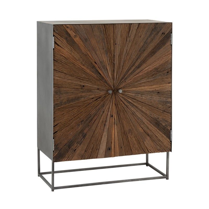 Aparador S SHANIL de Hierro y Madera Gris/Natural, 85x42x111 cm