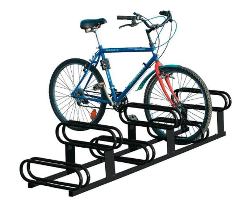 Aparca bicicletas 6 plazas diferentes altura color negro
