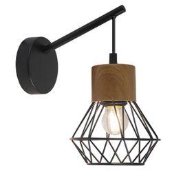 Aplique Antibes Negro Y Madera 1 X 60W E-27