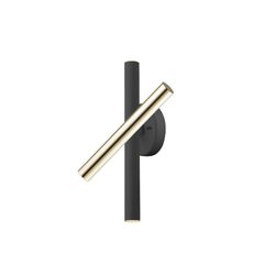 Aplique, con 3 luces, de metal negro y dorado, 11 x 11 x 33 cm | Varas