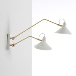 Aplique de metal blanco y bronce 66x19x40 cm