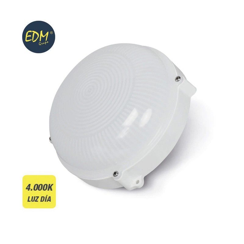 Aplique exterior led circular 12w 1080 lumens ip65 4.000k luz dia edm