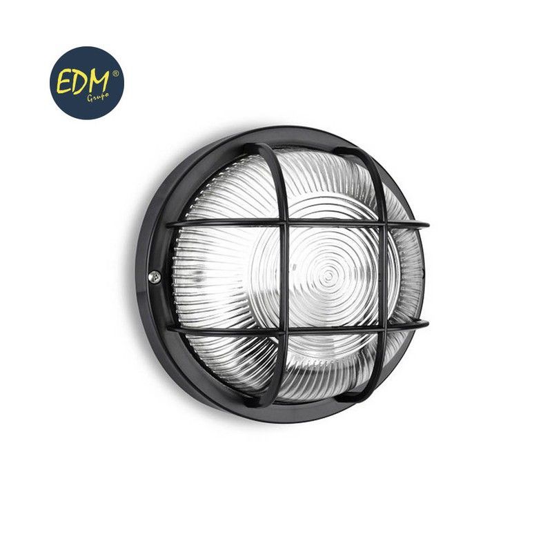 Aplique ip54 redondo negro e27 40w ø18,5cm modelo tarragona