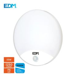 Aplique redondo exterior led 15w 1250 lumen 6.400k con sensor