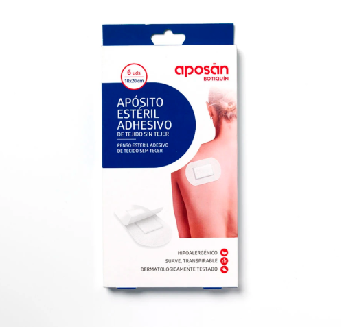 Aposan Apósito Estéril Adhesivo de Tejido Sin Tejer 10 x 20 cm 6 Uds