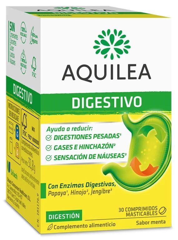 Aquilea Digestivo 30 comprimidos masticables sabor menta