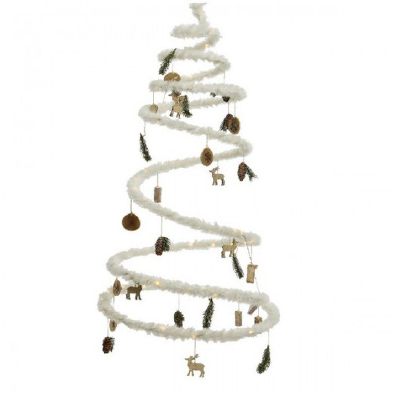 ÁRBOL GUIRNALDA +DECO BLANCO Ø58CM. + 90 LED