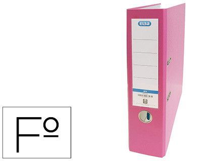 Archivador de palanca elba carton forrado pvc con rado top folio lomo 80 mm rosa