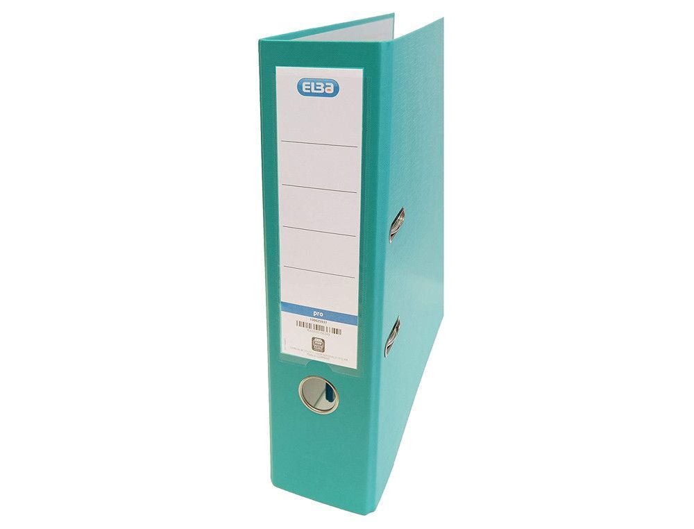 Archivador de palanca elba carton forrado pvc con rado top folio lomo 80 mm verde menta