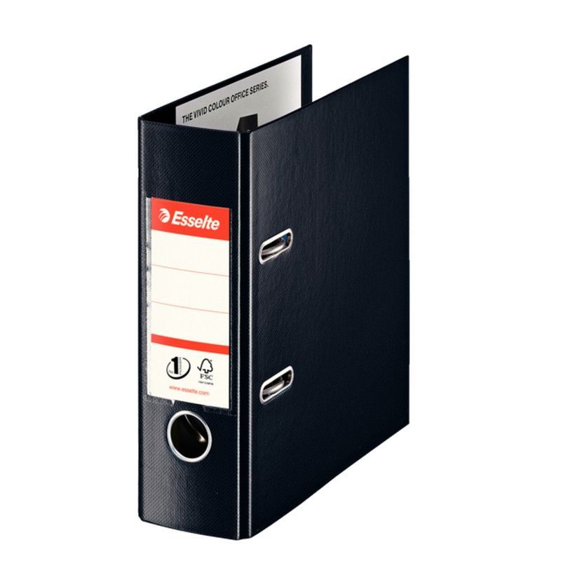 Archivador de palanca Esselte Nº1. Plástico forrado interior plástico. DIN A5. Lomo 75mm. negro