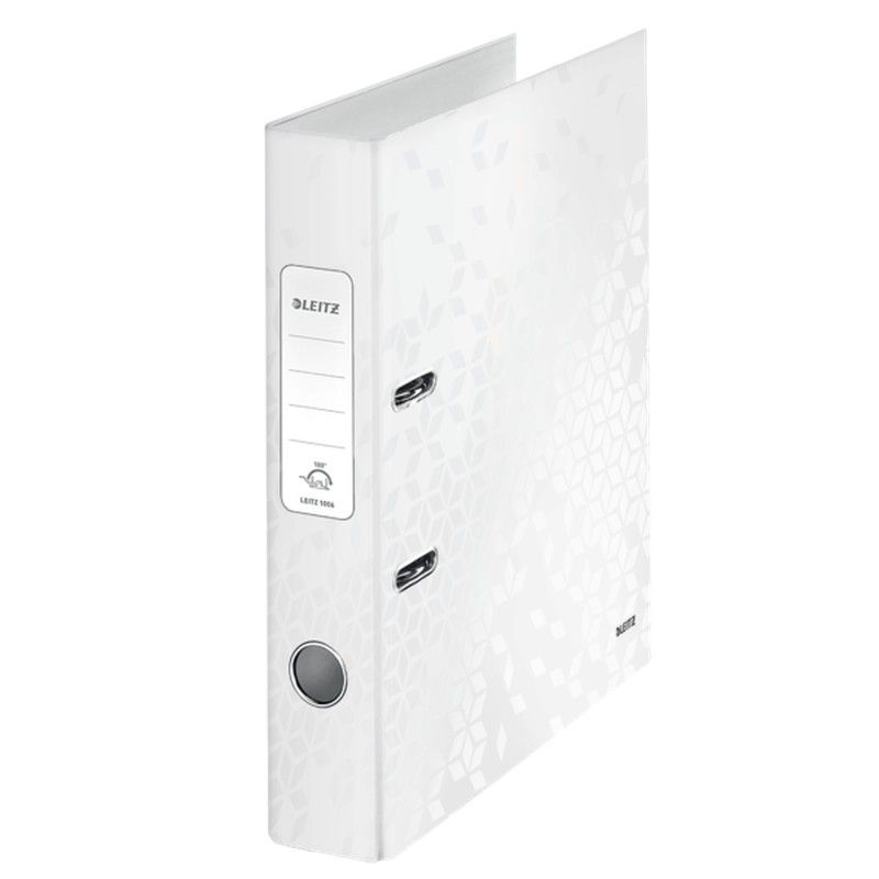 Archivador de palanca Leitz WOW. Cartón forrado. 180º. DIN A4. 50 mm. blanco