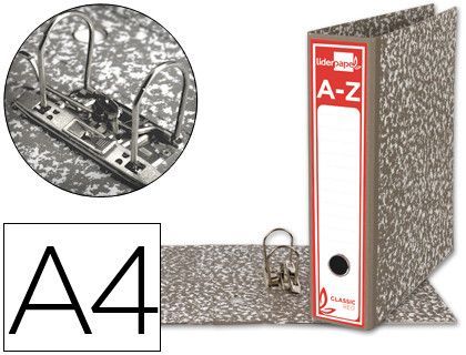 Archivador de Palanca Liderpapel A4 Classic Red Carton Entrecolado Sin Rado Lomo 80Mm Gris Compresor Metalico