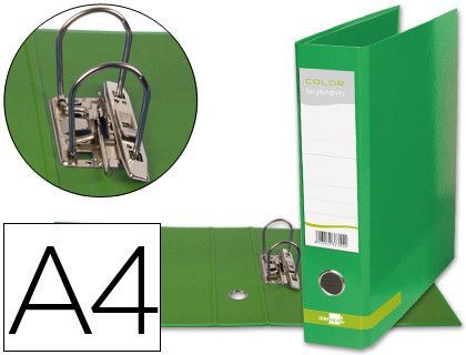 Archivador de Palanca Liderpapel A4 Color System Forrado Sin Rado Lomo 80Mm Verde Compresor Metalico