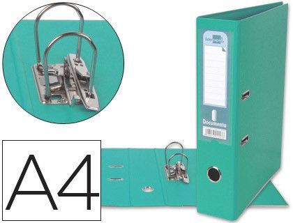 Archivador de Palanca Liderpapel A4 Documenta Forrado Pvc con Rado Lomo 75 mm Verde Claro Compresor