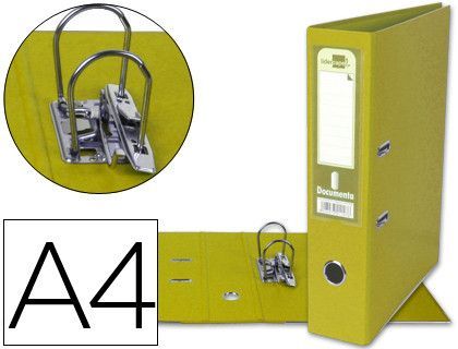 Archivador de Palanca Liderpapel A4 Documenta Forrado Pvc con Rado Lomo 75Mm Amarillo Compresor Metalico