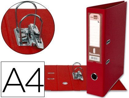 Archivador de Palanca Liderpapel A4 Documenta Forrado Pvc con Rado Lomo 75Mm Rojo Compresor Metalico
