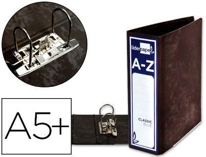 Archivador de Palanca Liderpapel Cuarto Apaisado Classic Blue Sin Rado Lomo 80Mm Negro Compresor Metalico