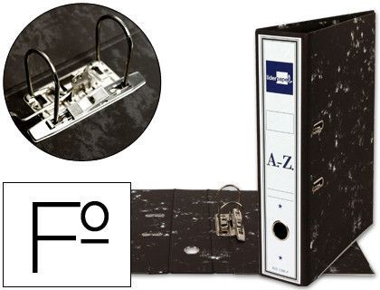 Archivador de Palanca Liderpapel Folio Classic Black Carton Entrecolado con Rado Lomo 75Mm Negro Compresor Metal