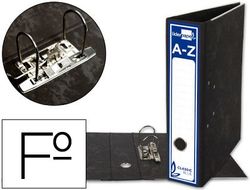 Archivador de Palanca Liderpapel Folio Classic Blue Carton Entrecolado Sin Rado Lomo 80Mm Negro Compresor Metal