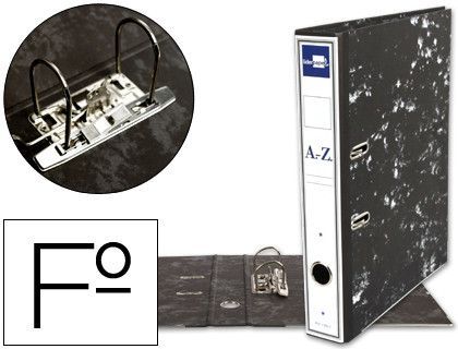 Archivador de palanca liderpapel folio classic carton entrecolado con rado lomo 52mm negro compresor metalico