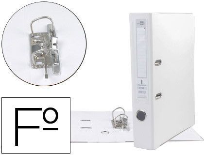 Archivador de Palanca Liderpapel Folio Documenta Forrado Pvc con Rado Lomo 52 mm Blanco Compresor Metalico