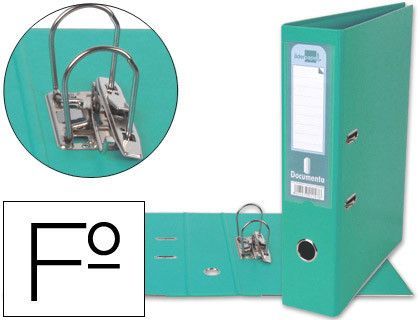 Archivador de Palanca Liderpapel Folio Documenta Forrado Pvc con Rado Lomo 75 mm Verde Claro Compresor