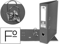 Archivador de Palanca Liderpapel Folio Documenta Forrado Pvc con Rado Lomo 75Mm Gris Compresor Metalico