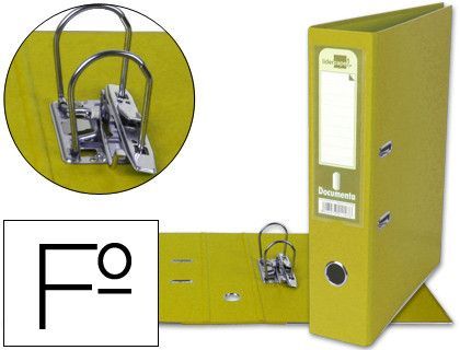 Archivador de Palanca Liderpapel Folio Documenta Forrado Pvc con Rado Lomo 75Mm Amarillo Compresor Metalico