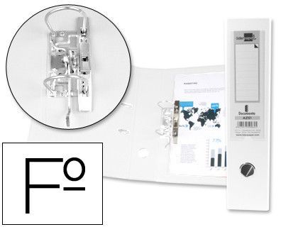 Archivador de Palanca Liderpapel Folio Documenta Forrado Pvc con Rado Lomo 75Mm Blanco con Compresor